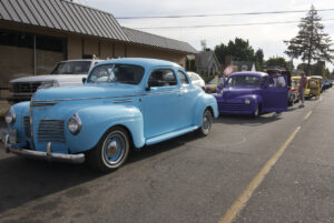 Hundreds of classic cars lined up on 6th Street in Junction City, waiting to begin the Cruise In on the streets of Junction City, Oregon. June 4, 2016.