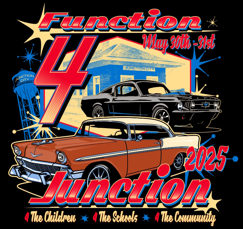 Function4Junction 2025 Graphic Flyer for the Function 4 Junction. Reads: 4 the Children, 4 the Schools, 4 the Community. May 30-31st 2025
