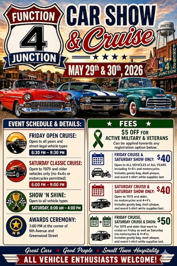 2026 Function 4 Junction Show 'n Shine classic car event flyer